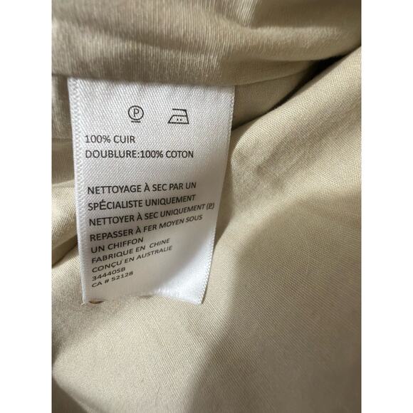 Bardot Leather Mini Skirt Size S Tan Beige Button Front A-Line Genuine Leather - Picture 11 of 11